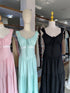 Spring Ruched Tie Neckline Sleeveless Long Sundresses